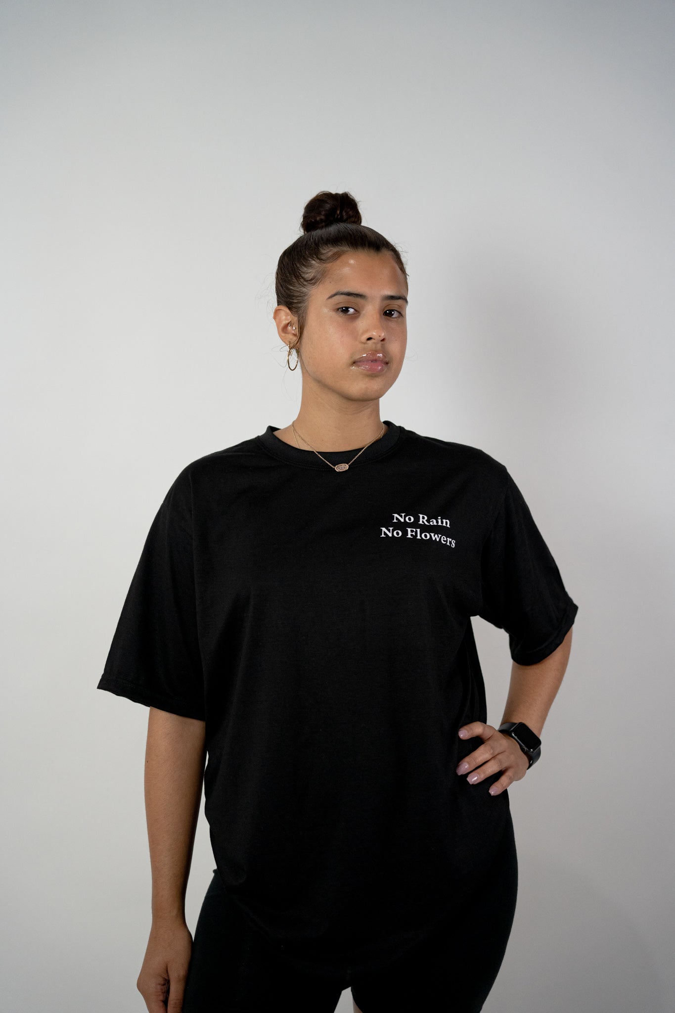 "No Rain No Flower" TEE (BLACK)